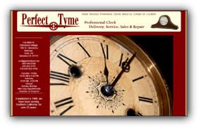 Website for Clock Sales and Repairs ~ Perfect Tyme in Glendora Village