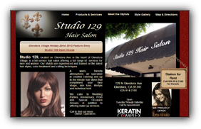 Day Spas & Hair Salons websites ~ Studio 129 in Glendora Village